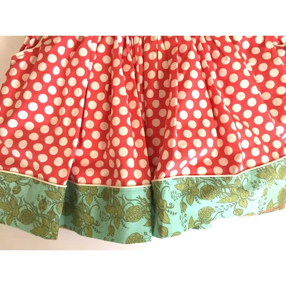Matilda Jane Red‎ White Polka Dot Dress Girls Ruffle Hem Button Front Size 6